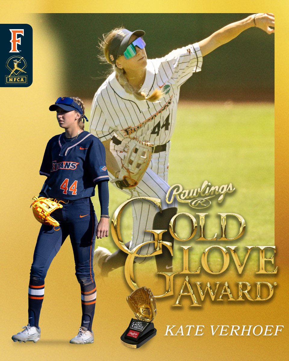 Congratulations to Peyton Toto and Kate Verhoef on the Rawlings/NFCA Gold Glove awards!!

Verhoef is the first freshman ever to receive the DI Gold Glove honors. 

📰:fullertontitans.com/news/2024/5/29…

#TusksUp