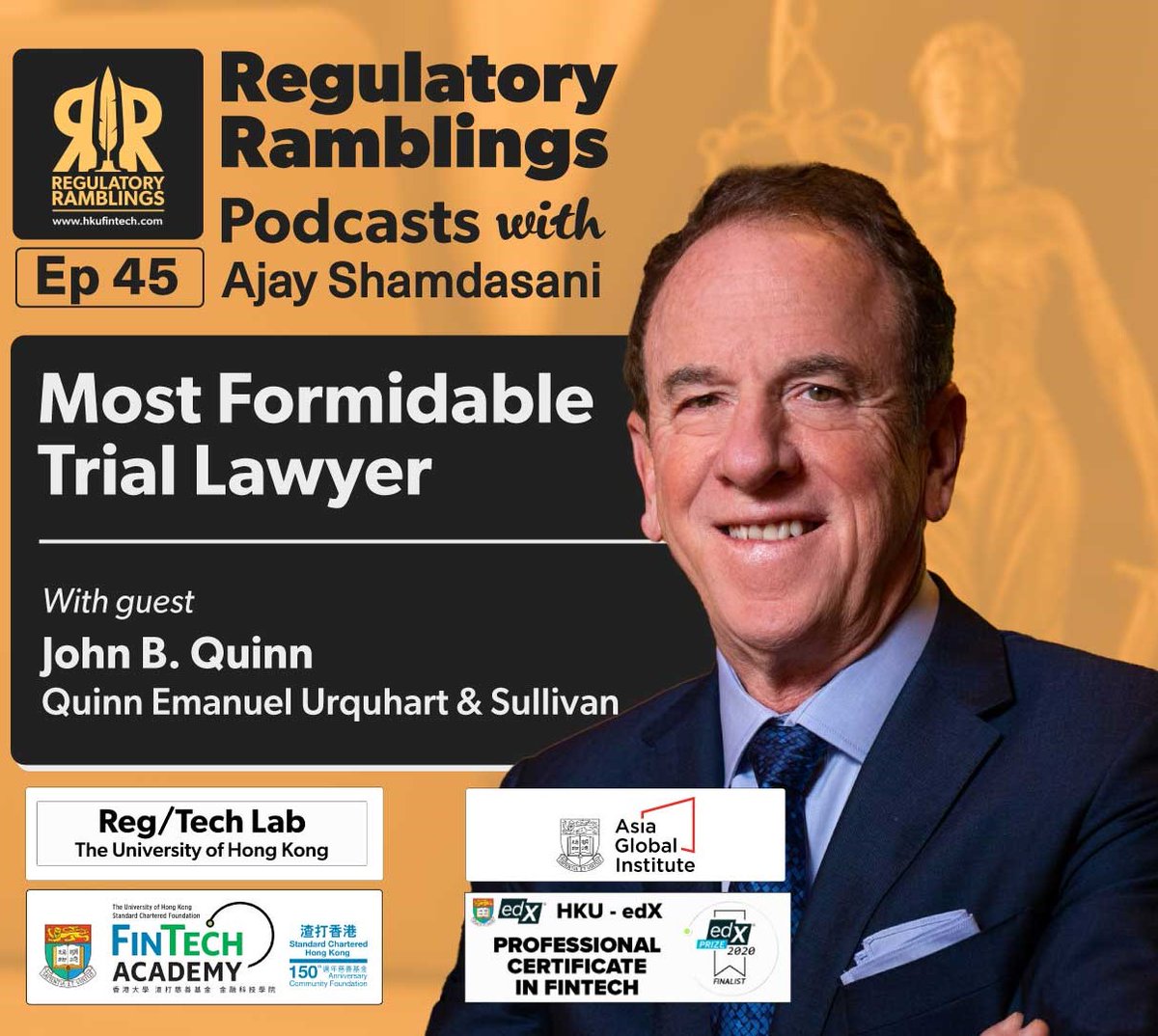 🌟 What does it take to lead a global litigation powerhouse? @jbqlaw discusses his legal philosophy, ESG views, and why he prioritizes plaintiffs over big banks. Must listen for legal pros! Tune in here: hkufintech.com/regulatoryramb… @quinnemanuel @HKUFinTech #ESG #LawPodcast