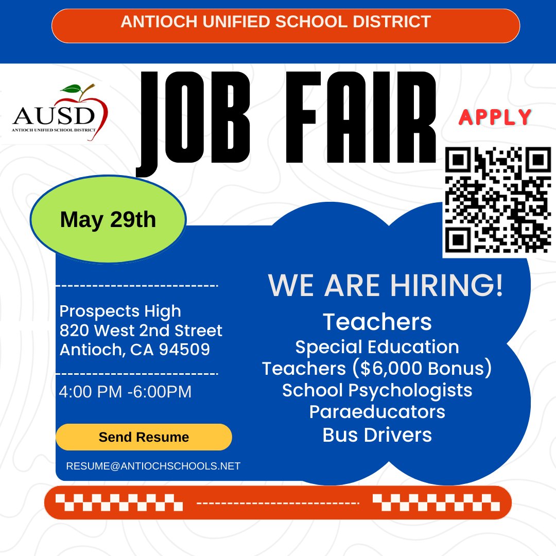 Come on out to see me and the Human Resources Team today to discuss your teaching career! We offer amazing salaries, excellent benefits, and match all years of teaching experience. Join us today between 4:00 pm - 6:00 PM! We also have Hiring Bonuses for all SPED Positions!