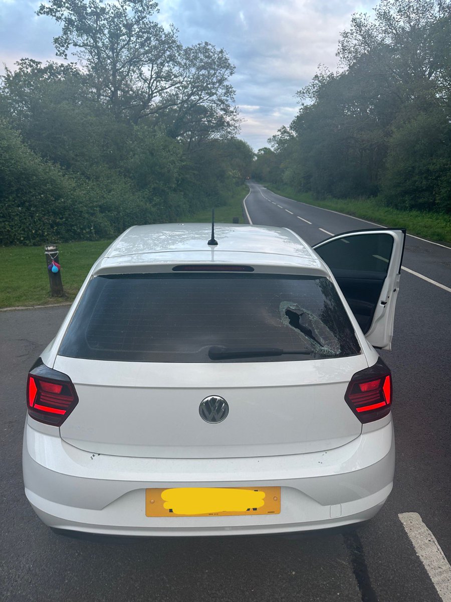 These pricks nearly crashed into us head to head, forced me off the road, got out to confront them and the passenger pulled a hammer out, started swinging it at me. Racially abused us and put the hammer through our windscreen. They ripped the number plates off b4 I take a photo.