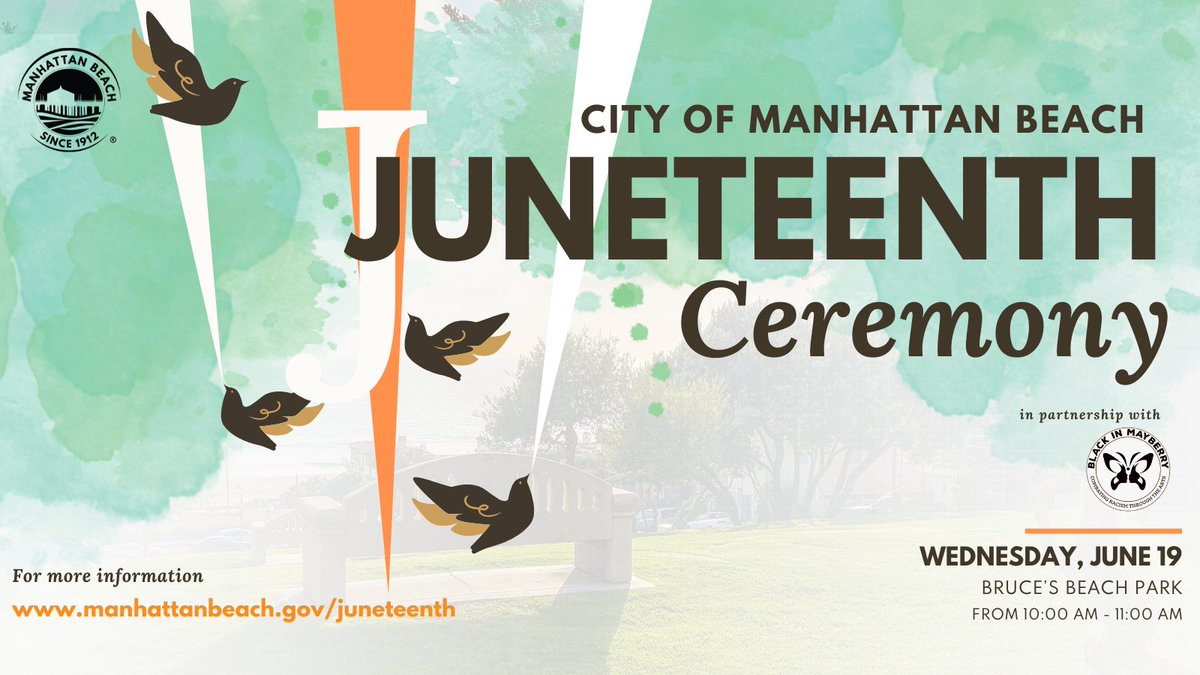 Join us on Juneteenth at Bruce's Beach, Wednesday, June 19, 2024 from 10:00 AM to 11:00 AM to honor African-American history with speakers from the community, special guests, and gospel choir. Learn more about our upcoming Juneteenth ceremony: bit.ly/3UTBceE