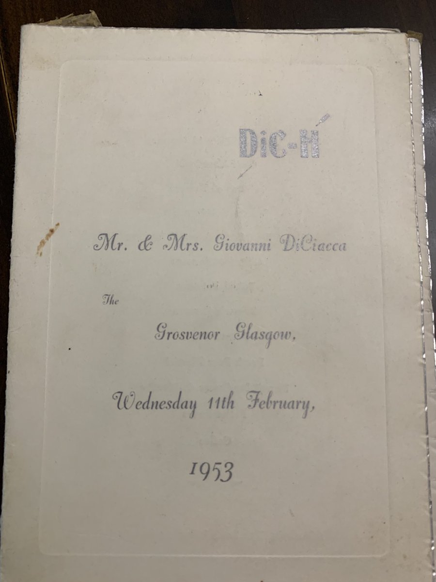 #NonnaG kept all the telegrams and menu from her wedding in 1953. Huge pile of them. My favourite from the crew of the #SetonQueen #fisherman #familybusiness #Cockenzie #fishandchips #memories (not sure about the spaghetti Bolognese as the pasta choice 🫢) ❤️