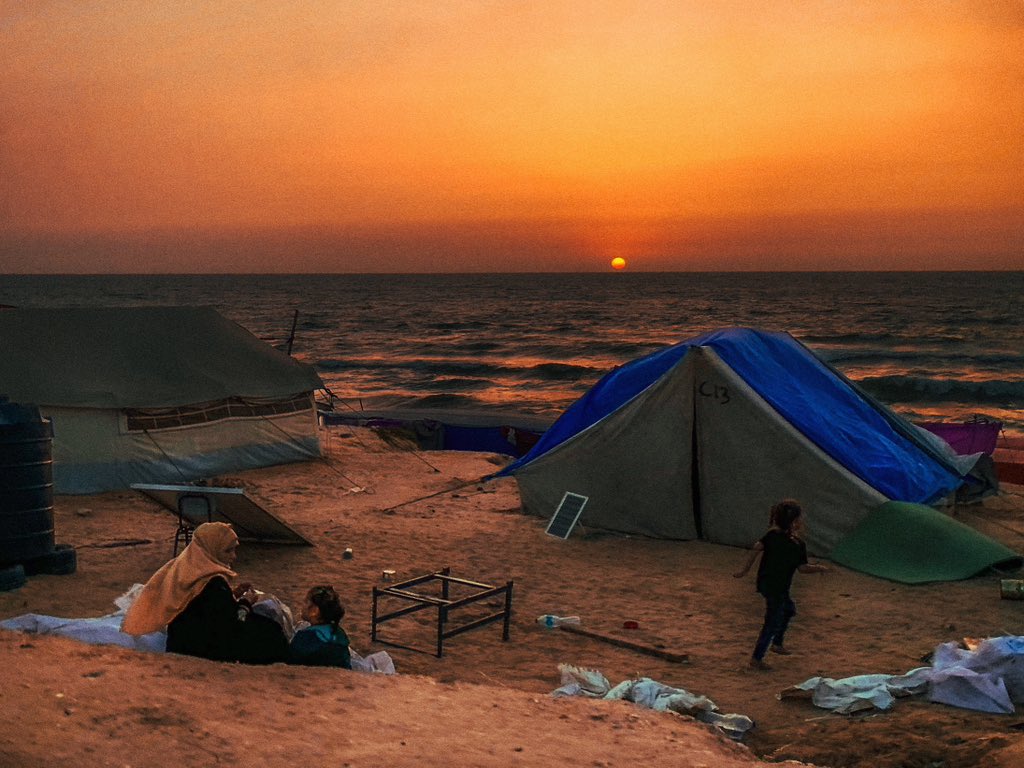 After bombing &amp; burning the refugee tents in Rafah, where it was claimed by the Israeli Occupation Forces as a safe area, people now are left without shelters, no where to go.
