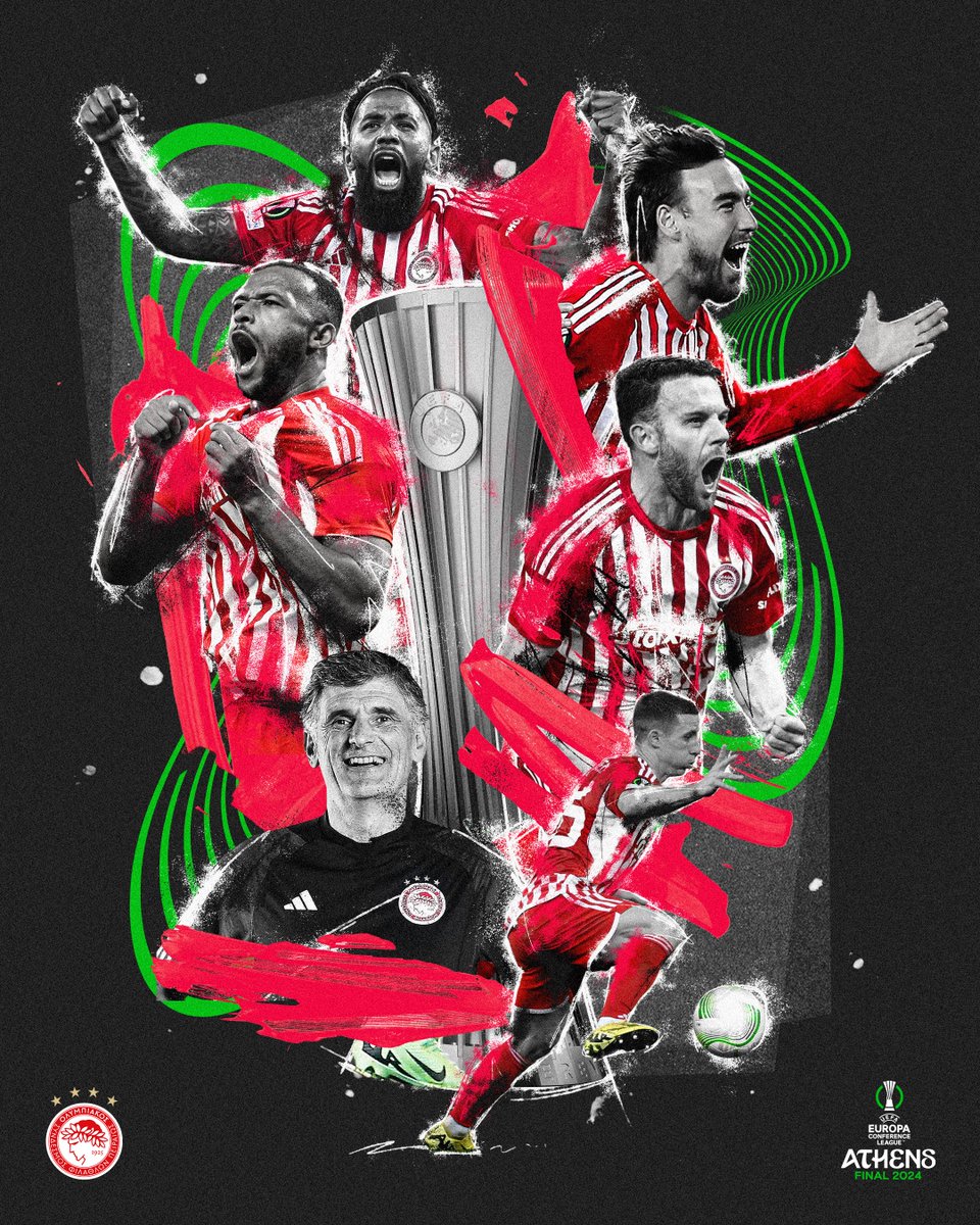 Olympiacos. History makers 👏 The first Greek side to win a UEFA club competition 💫 @johnsportraits x #UECLfinal
