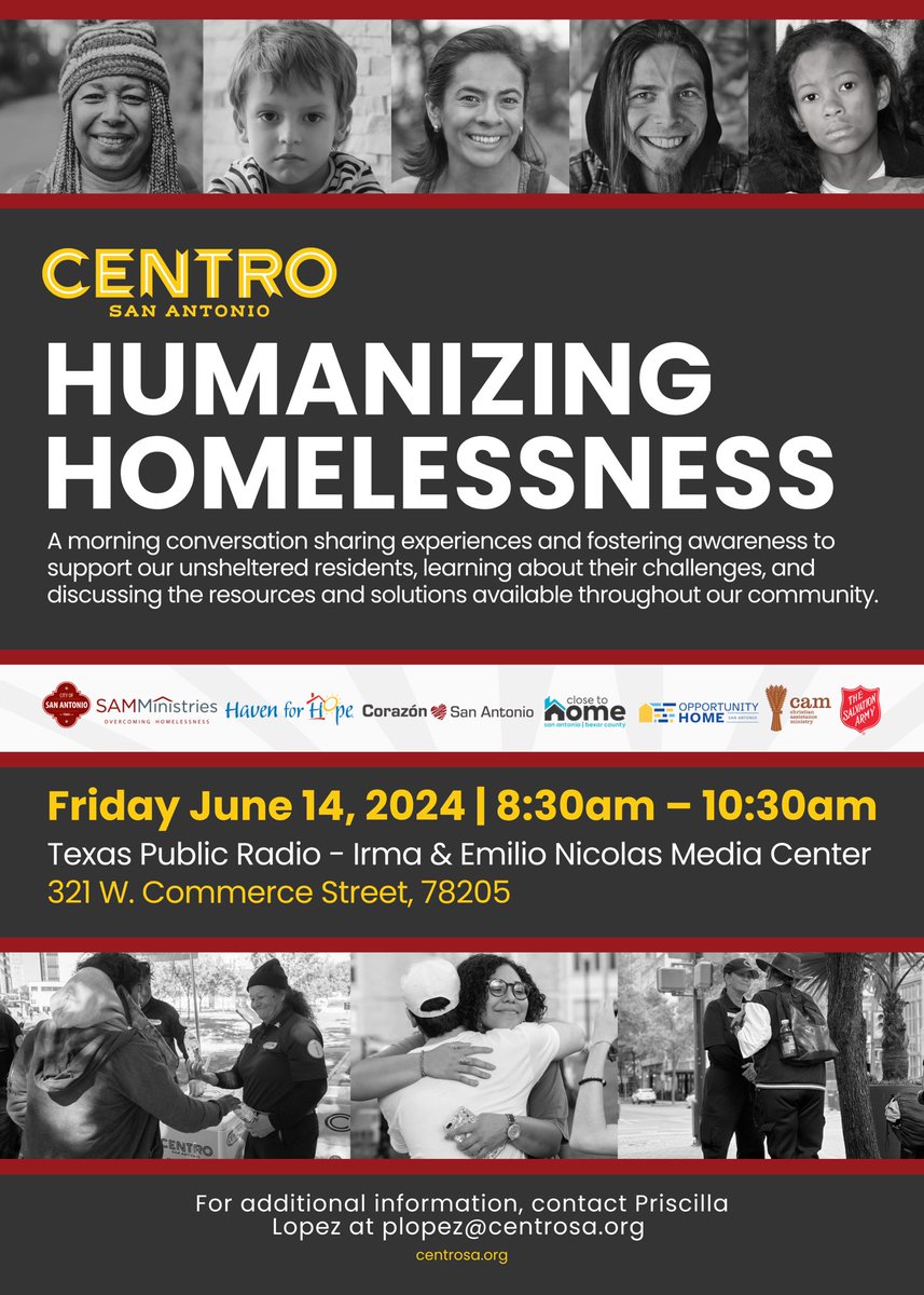 Join Centro + our partners in sharing experiences and fostering awareness to support our unsheltered residents, learning about their challenges, and discussing the resources and solutions available throughout our community.

Tickets available here: centro.member365.com/public/event/d…