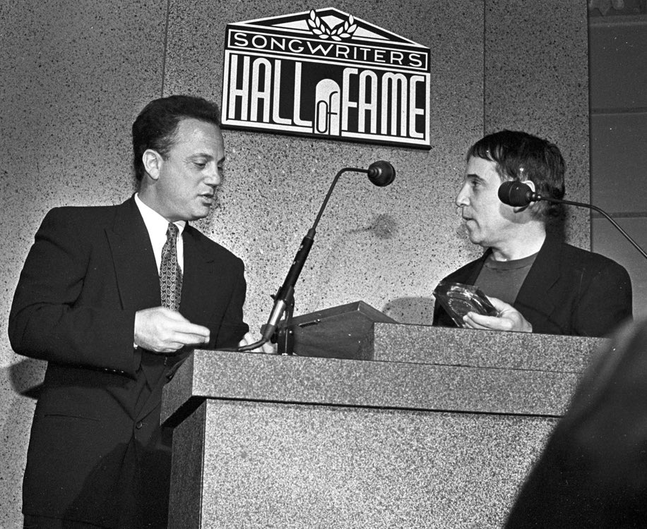 Paul presents @billyjoel with his Songwriters Hall of Fame induction in May of 1992 

📷: Songwriters Hall of Fame