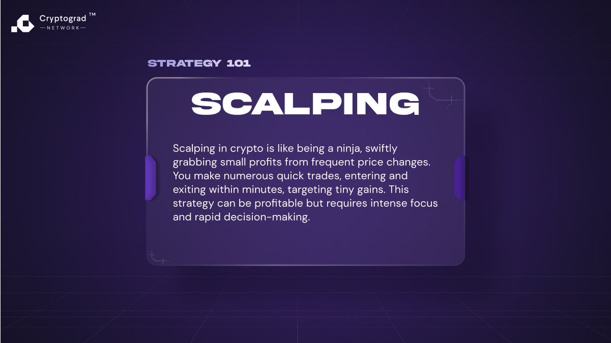 Strategy 101: Scalping

Scalping is useful for day traders and those looking to maximize gains in short time frames. Perfect for markets with high liquidity and constant price changes.

Master strategies with Cryptograd!

#CryptoTrading #Scalping #TradingStrategies #Cryptograd