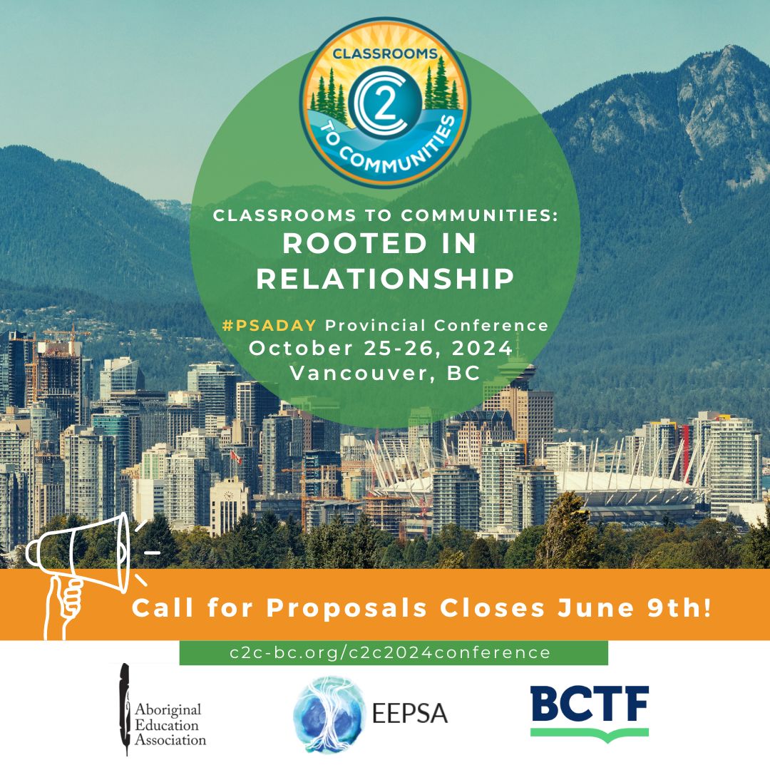 C2C_BC's tweet photo. 📣 Last chance! The Call for Proposals for the #C2C2024 PSA Day Conference is closing soon. Don’t miss your opportunity to inspire and connect. Learn more about how to submit your proposal at: https://t.co/GKBvky865Z #CallForProposals #C2C2024 #ProvincialConference #PSADay2024 https://t.co/7EWpXMyVBa