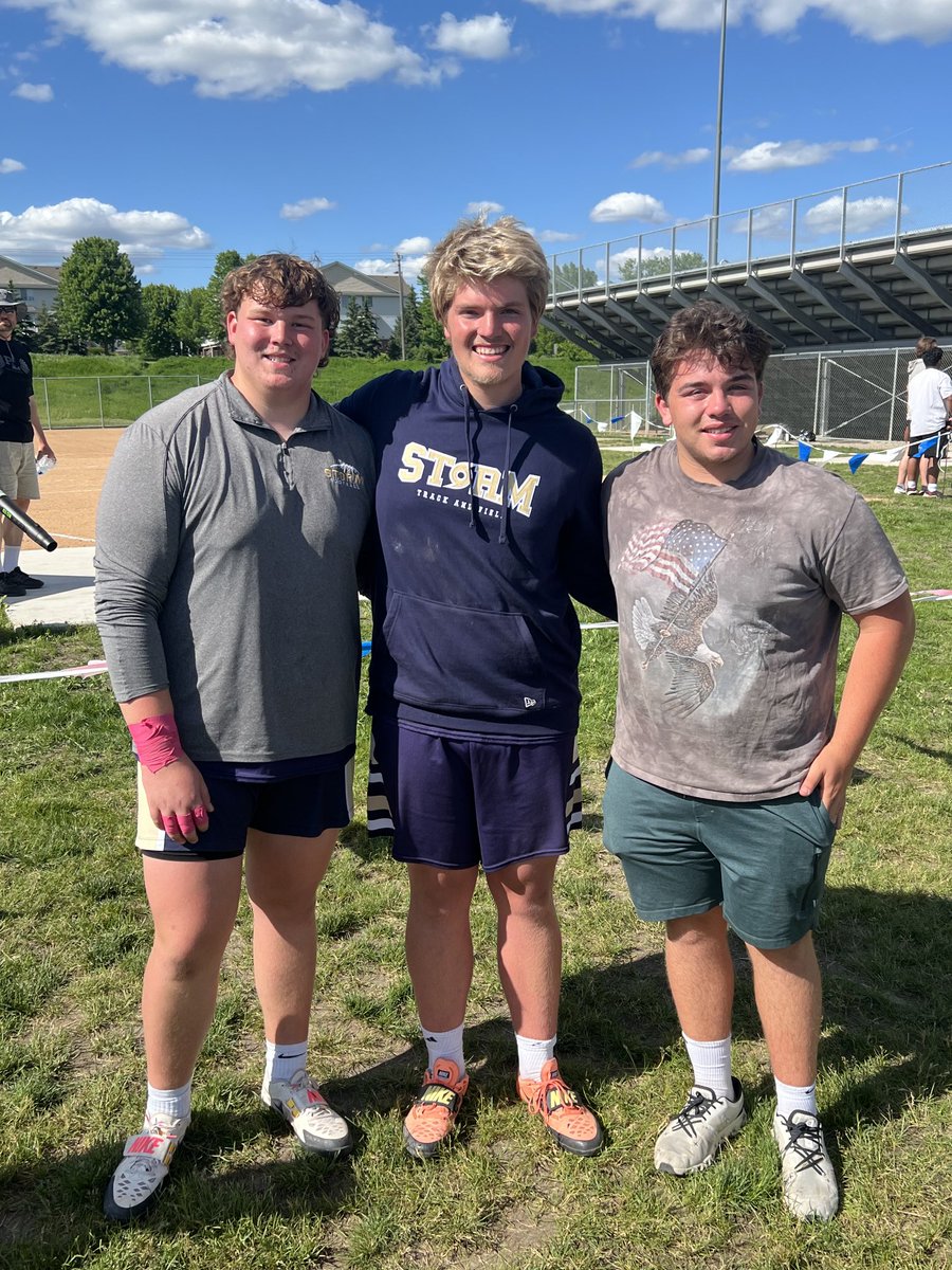 Congrats to our Shot Put Boys, who took 1st, 2nd, and 4th at Sections!  Noah Kovic -1st (state qualifier)
Owen Sevald - 2nd (state qualifier)
Dom Castegnetto - 4th
Amazing performances to all three of these athletes!! ⁦<a href="/ChanStormCC_TF/">ChanStormCC/T&F</a>⁩