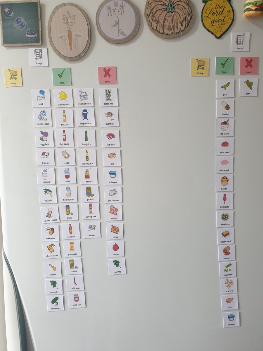autismstims's tweet photo. updates on my magnet system ! i have added some categories and more labels for the fridge and started on the pantry ! https://t.co/P4aEYF0dQ5