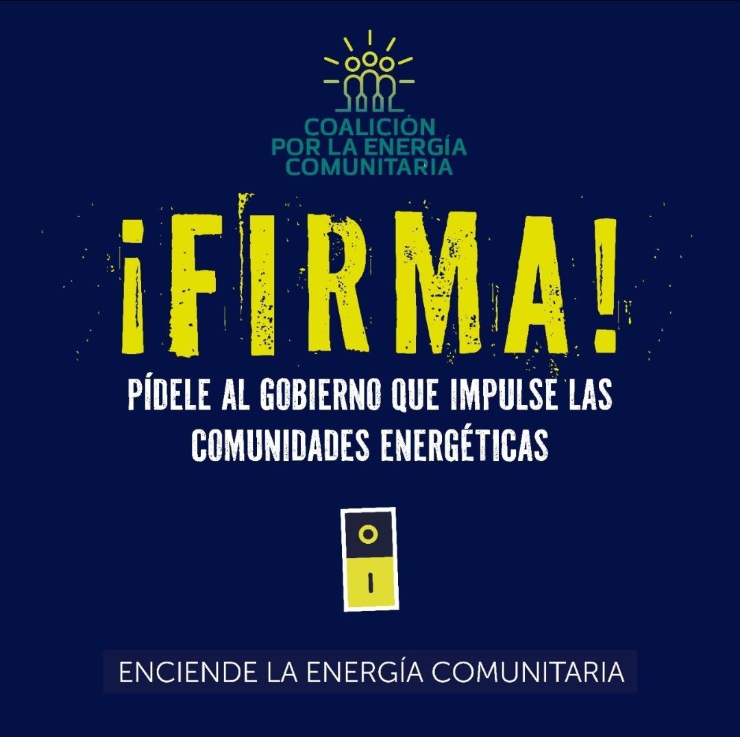 @C_E_Sierra 🔋Únete a nuestra petición para que el Gobierno se ponga las pilas e impulse de una vez por todas, y de verdad de la buena, las #ComunidadesEnergéticas.
🚫Apaga el oligopolio energético y 🔆#EnciendelaEnergíaComunitaria