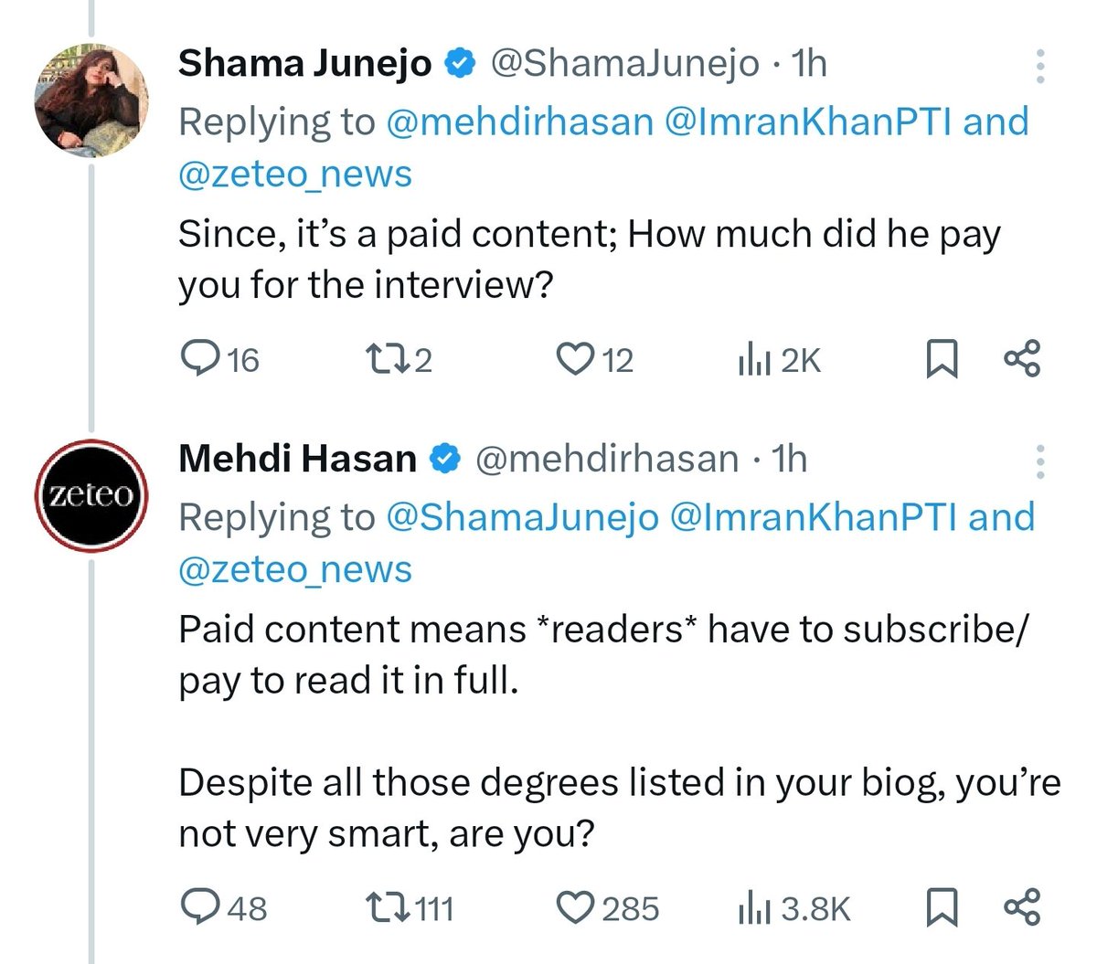 Bezzati from Mehdi Hasan is next level achievement for this shit head