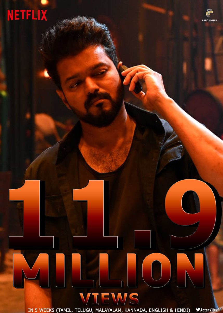 #LEO in 5 weeks of its Streaming debut in #Netflix got a Massive 11.9 Million Views with 32.1M Watch Hours from 6 Languages 🔥 @actorvijay @Dir_Lokesh @NetflixIndia @Jagadishbliss @7screenstudio @Netflix_INSouth @TheLeoOfficial