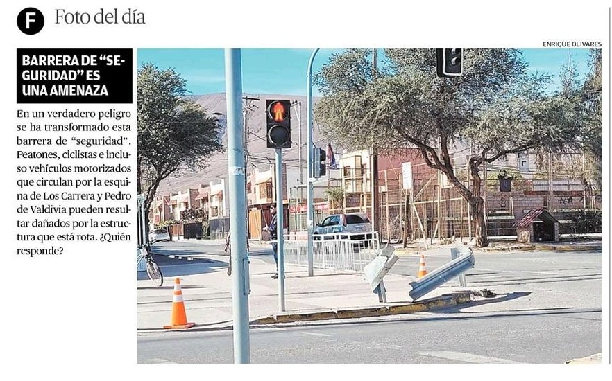 Existe una irresponsabilidad TREMENDA de la Autoridad.
Después del aluvión 2015 y cada choque, toda 'Barrera' de protección 'dañada' en cada punto de Copiapó, no ha sido reparada: Copayapu elm ejor ejemplo.

*Habrá recurso para conservación y mantención?
@diarioatacama #Copiapo