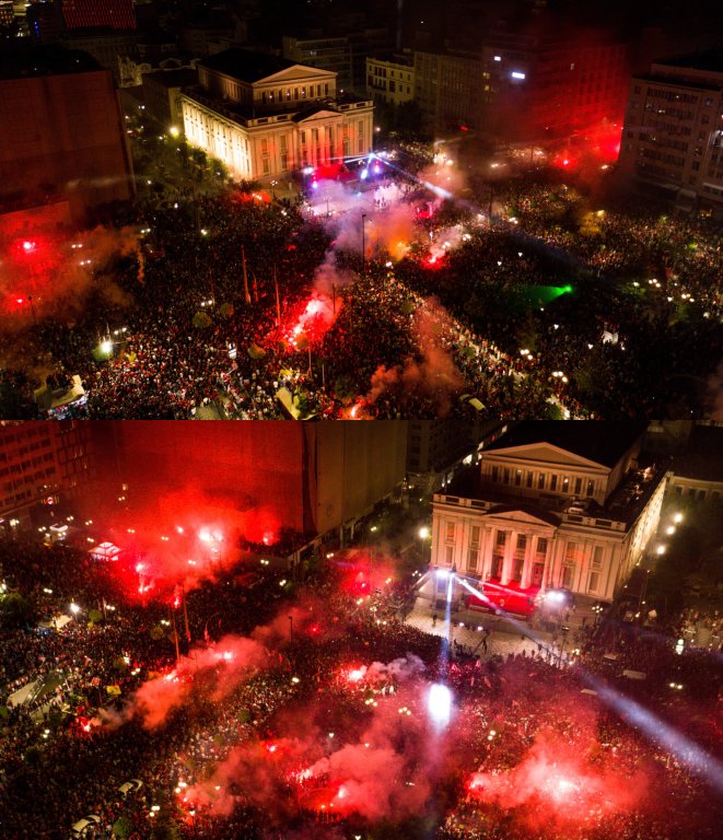 A festa da torcida do Olympiacos pelo 1° título europeu da história do clube. Absurdo!