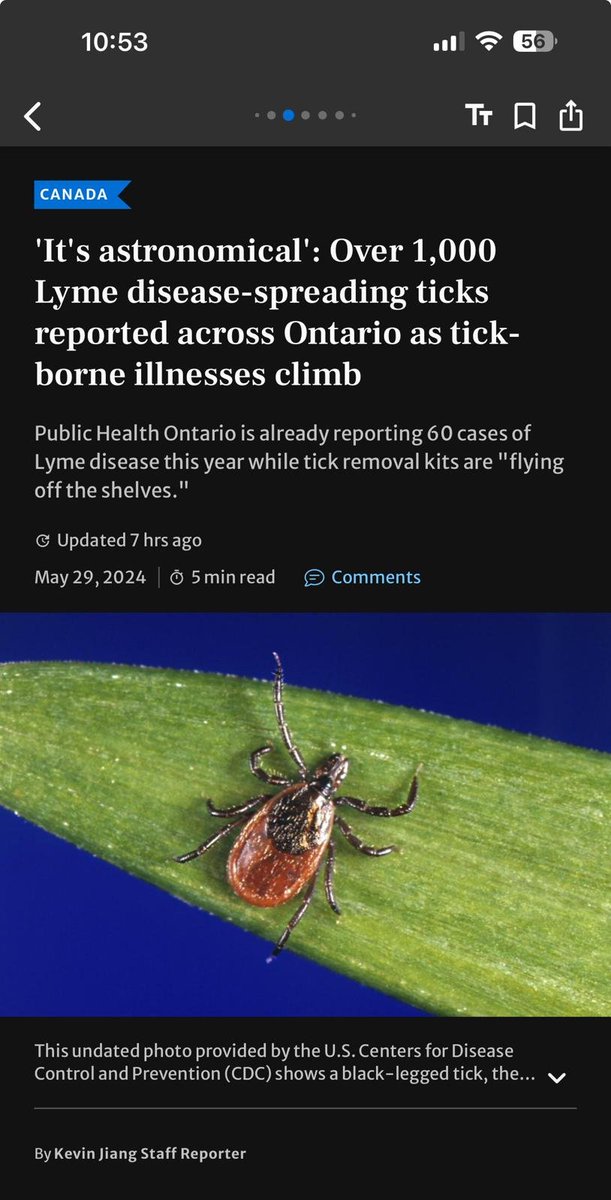 I'm seeing more tick bites in the ER. We need to be cautious. Important reporting by @crudelykevin thestar.com/news/canada/it…