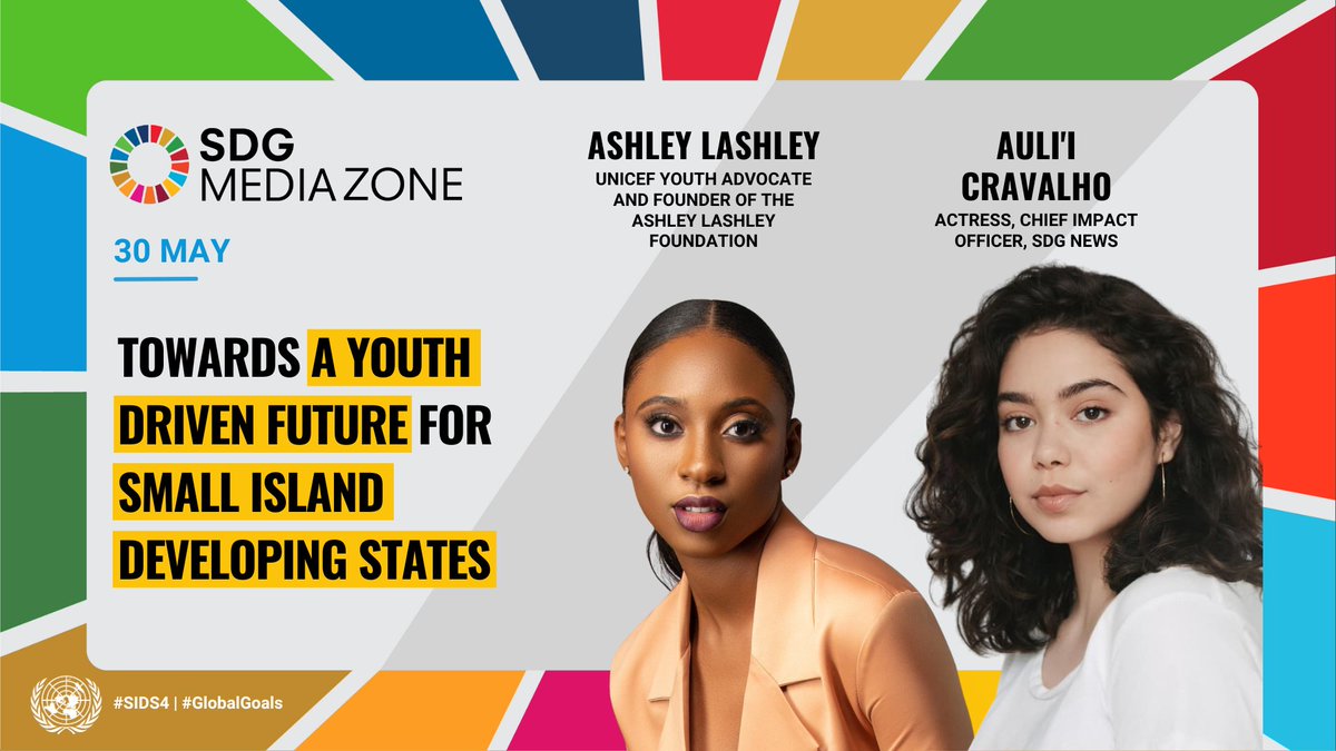 📢 Join our 1-on-1 #SIDS4 SDG Media Zone & see how young leaders are building a sustainable future for SIDS! A conversation with @_ashlash, @UNICEF Youth Advocate & founder of @theheycampaign, and actress Auli'i Cravalho at 11:30 (EDT) ➡️ webtv.un.org/en/asset/k1c/k…