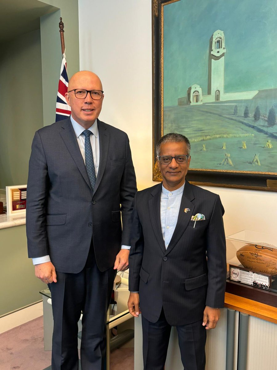 High Commissioner met Hon. Leader of Opposition @PeterDutton_MP
Bipartisan support to strong India-Australia Partnership is great source of strength for  the growing all round cooperation and people to people ties.
@MEAIndia @DrSJaishankar