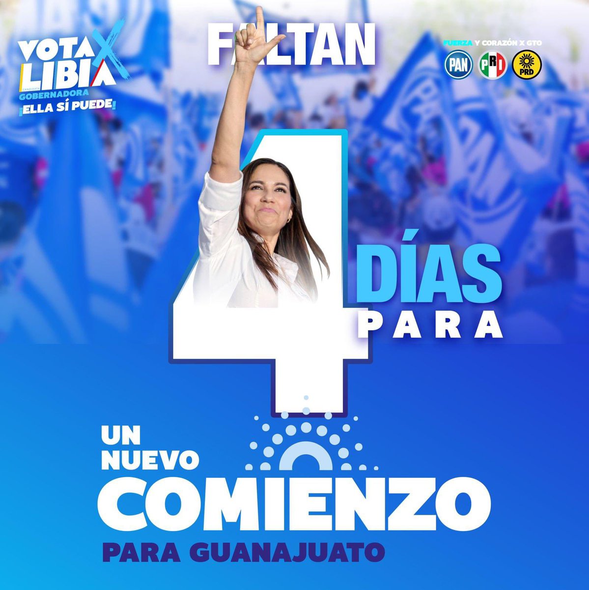 SASantibanez's tweet photo. ¡4 días para que nuestra voz se escuche! 💬
#ClaroQuePodemos #VotaXLibia #LibiaGobernadora https://t.co/dD0JO0jgCM