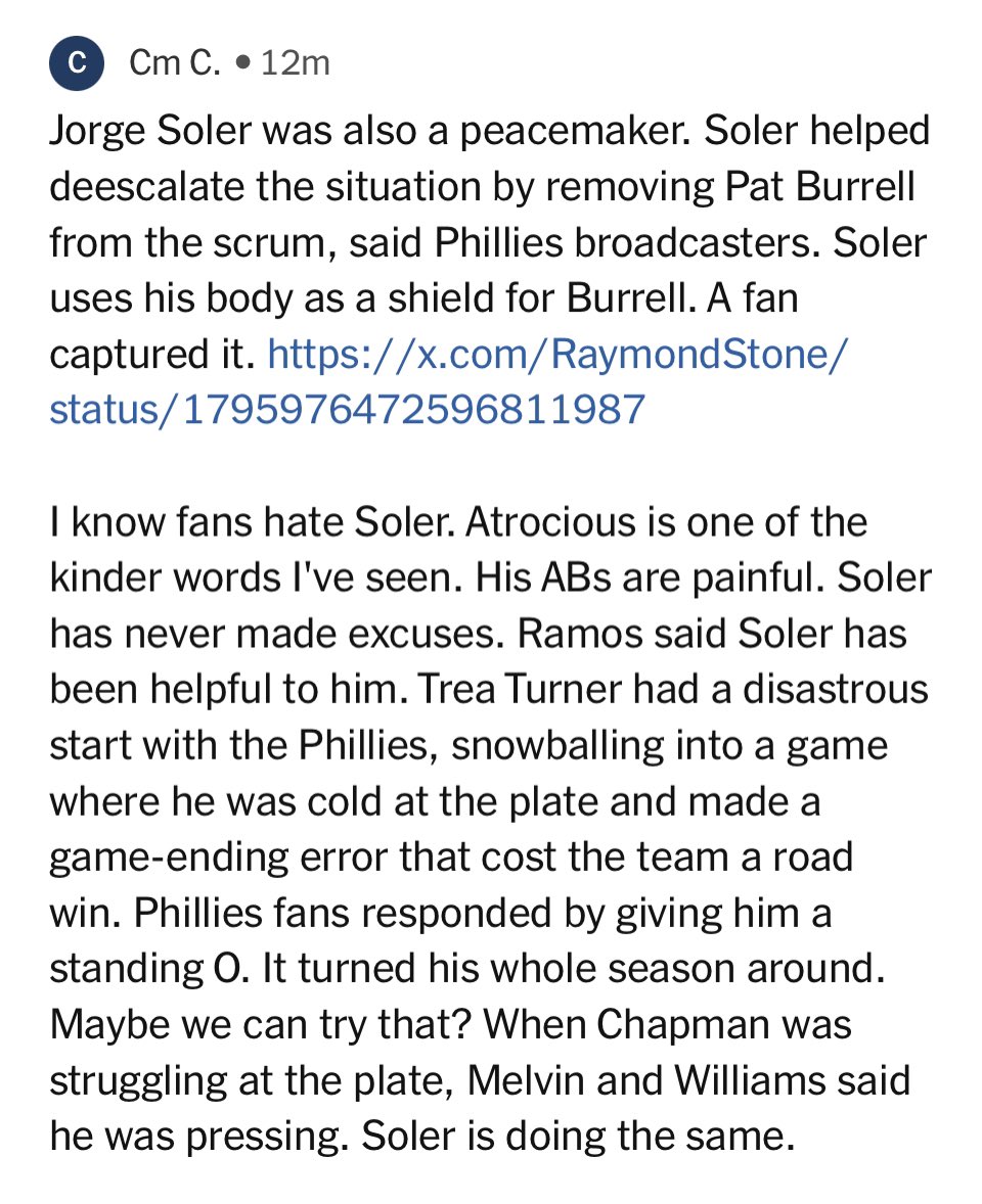 extrabaggs's tweet photo. Interesting suggestion from a comment under today’s story. It would make for a potentially powerful moment if Giants fans actually got together to pull this off. https://t.co/wsxToaoWWE