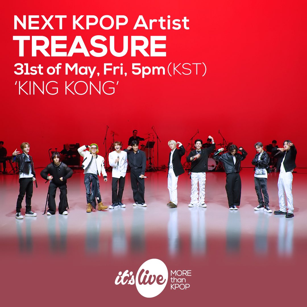 SOULMATESJlKYU's tweet image. #TREASURE will be performing “KING KONG” on “It’s Live” on May 31st at 5PM KST.