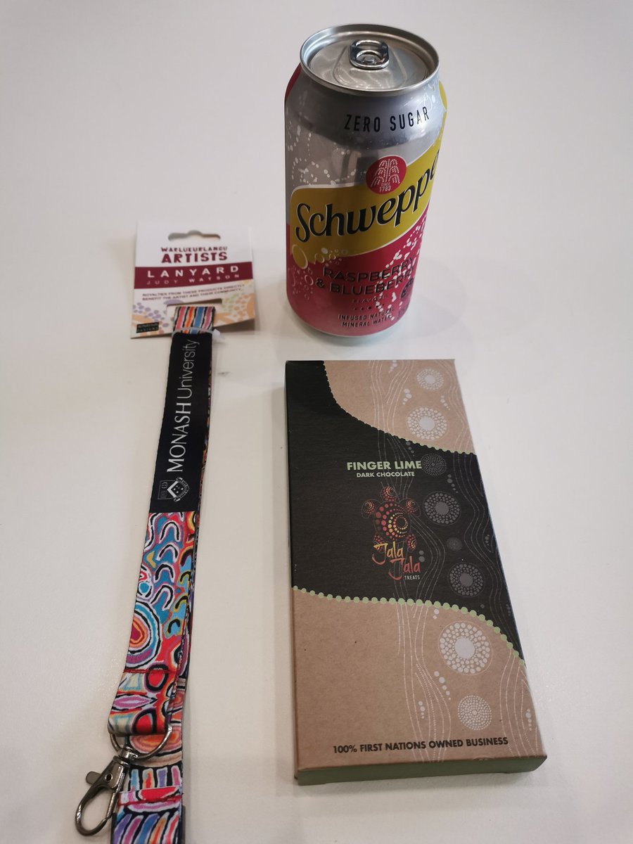 Celebrating #ReconciliationWeek with very thoughtful door gifts - snacks from first nations owned business and aboriginal design lanyard