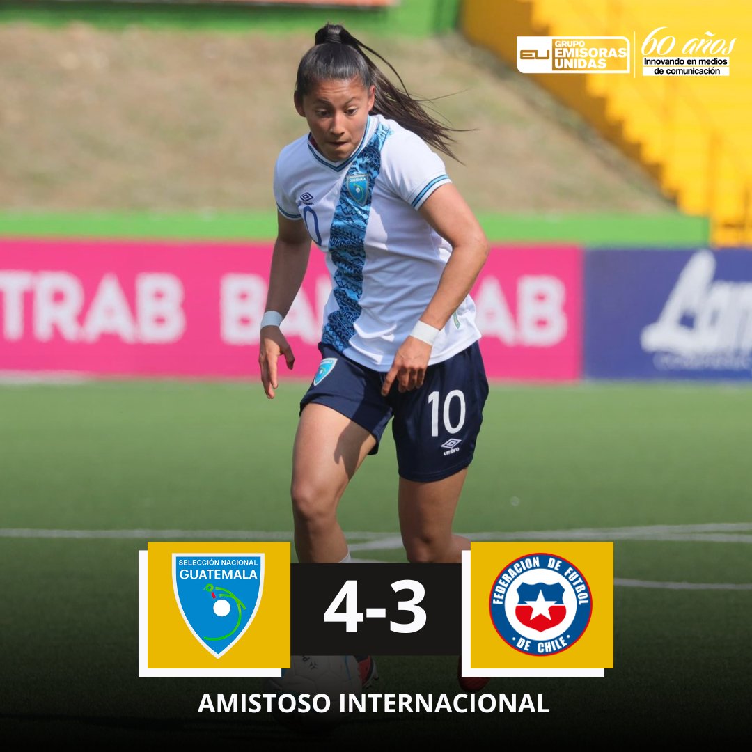 #VamosGuate | 🤩🇬🇹 ¡Ganó Guatemala! Con hat-trick de Andrea Álvarez más otra anotación de Aisha Solórzano, la Selección Femenina derrotó a Chile en partido amistoso celebrado en el estadio Cementos Progreso 👏🏻