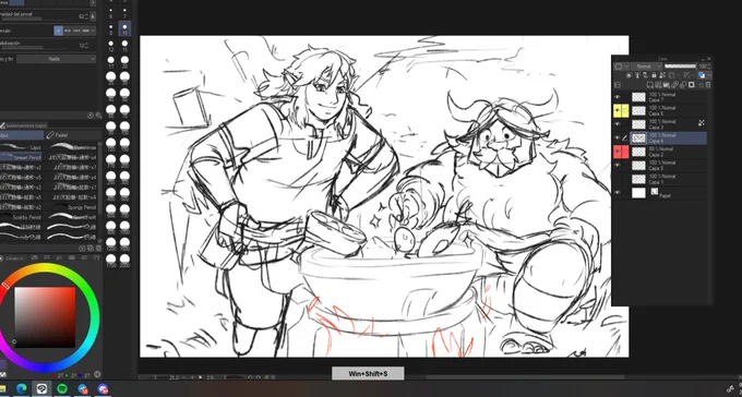 #WIP
I've been playing #BOTW for 80 hours, I love this game, I wanted to draw a crossover with #DungeonMeshi cuz Link and Senshi eat and cock monsters too 