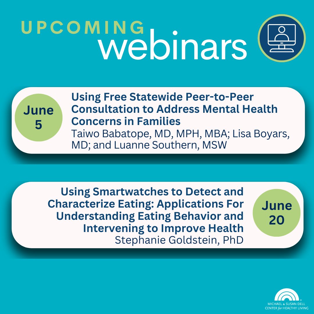 Don't miss these two upcoming webinars! 🖥️ 1️⃣ June 5 by Pediatric Brain Health Initiative: bit.ly/4dXqkFc 2️⃣ June 20 by Center for Energy Balance in Cancer Prevention and Survivorship and the digital Physical Activity and Diet (dPAD) collective: bit.ly/3KkfBqH