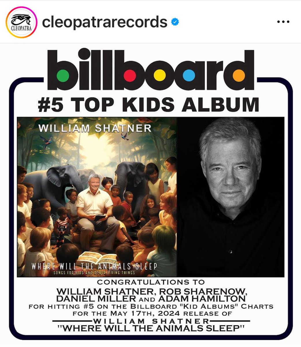 Congratulations guys! ⁦<a href="/WilliamShatner/">William Shatner</a>⁩ ⁦<a href="/CleopatraRecord/">Cleopatra Records</a>⁩