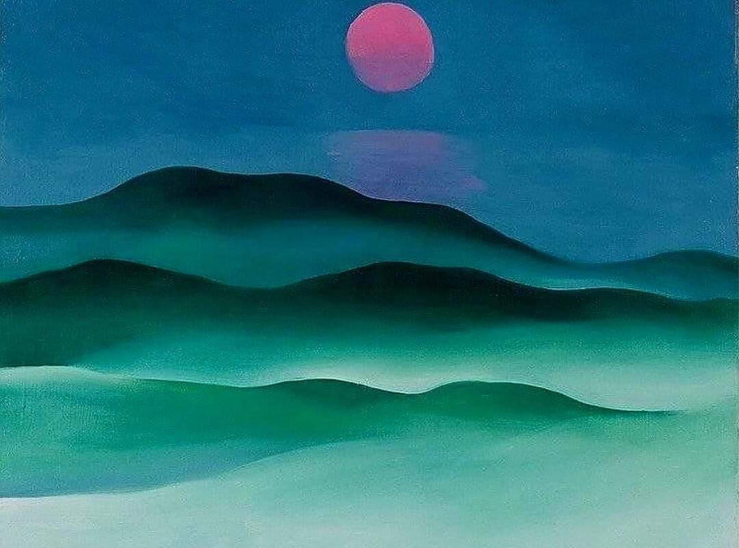 🎨 Georgia O'Keeffe Pink Moon over Water (1924)