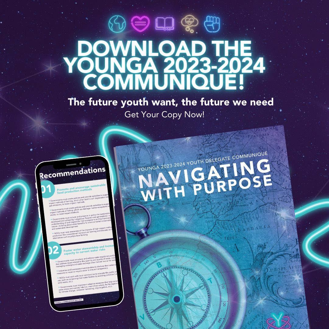 The 2023-2024 #YOUNGA #Youth Delegate Communiqué is here! 🌍 Our youth delegates have shared their insights and calls to action in this powerful document. Join us in amplifying the perspectives of young people. Access the Communiqué: youngaworld.com/2023-2024-comm…