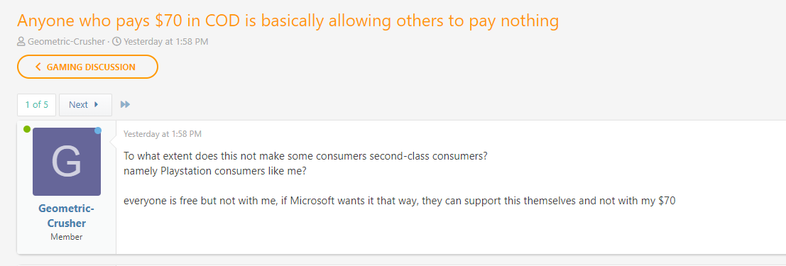 It is starting. I assume this is the plan: This guy's annoyance is EXACTLY what MSFT needs to sell Gpass. IF Indy,Avowed,Doom are good-to-great AND on Gpass AND PS5 day 1 ($70), it will prob earn XBOX more subs than if they made those games exclusive on Xbox for 6 months.