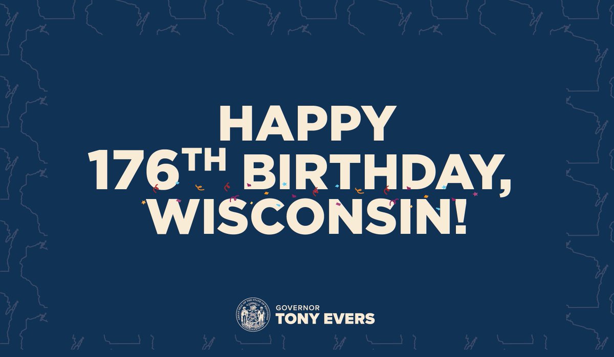 176 years ago today, Wisconsin became the 30th state! 176 years later, we're still moving our state and country Forward. Happy Birthday, Wisconsin! 🧀