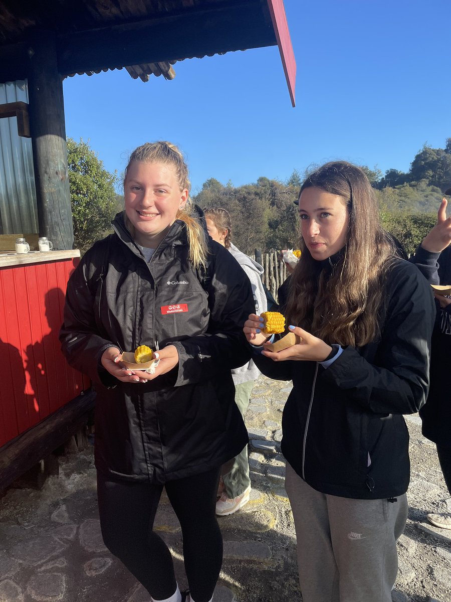 Enjoying sweet corn cooked in Geothermal baths!