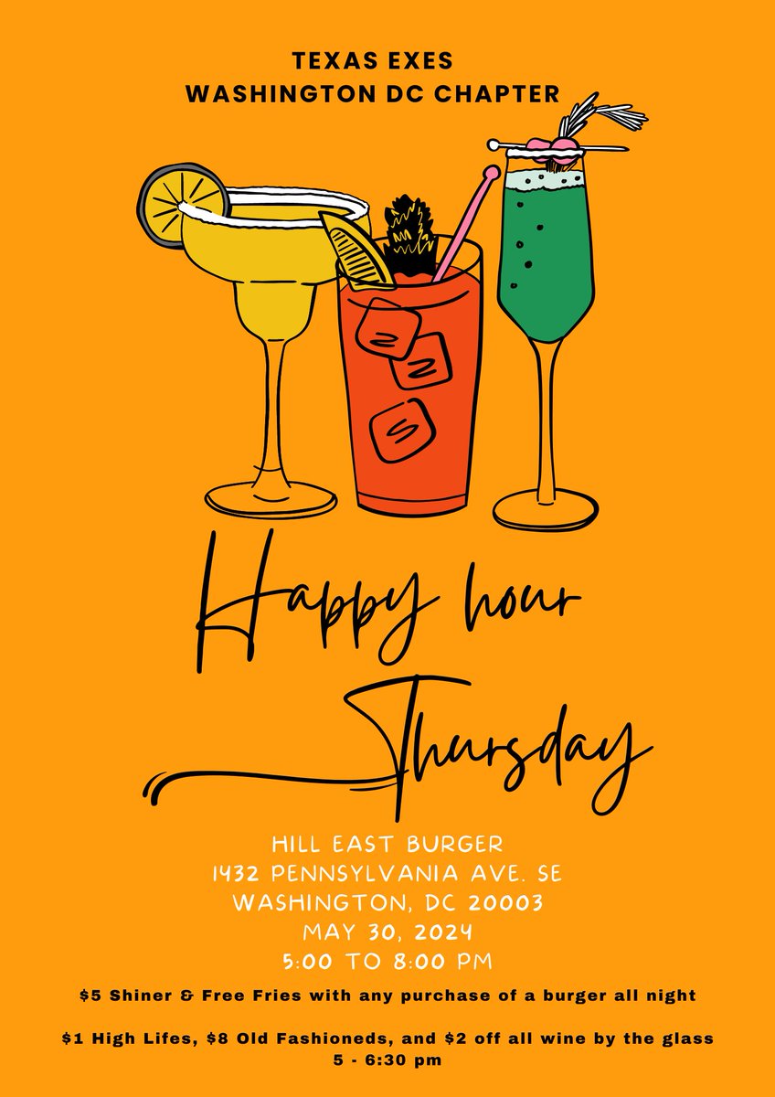DC Texas Exes (@texasexesdc) on Twitter photo It's finally warm outside. Let's have a drink. <a href="/hilleastburger/">Hill East Burger</a> eventbrite.com/e/dc-texas-exe… It's finally warm outside. Let's have a drink. <a href="/hilleastburger/">Hill East Burger</a> eventbrite.com/e/dc-texas-exe…