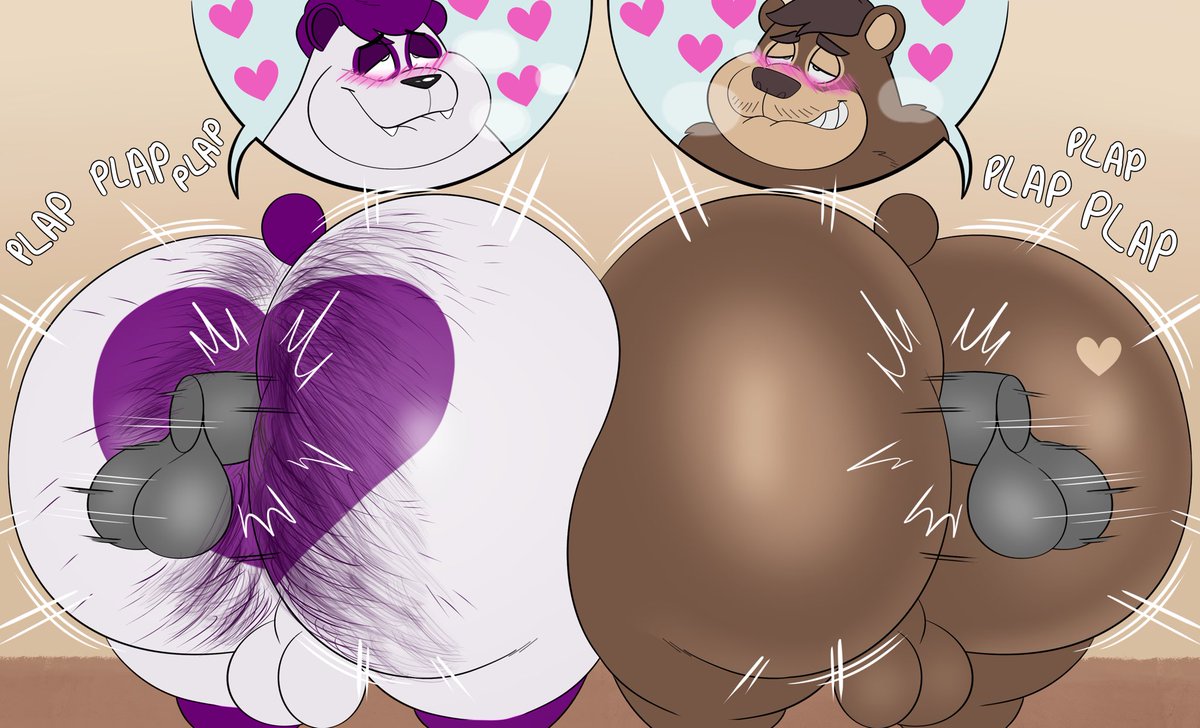 BigOleBiscuits's tweet photo. Two big fat booty sluts finally achieve their dream jobs as the mains attraction of a butt wall! 🐻🐼🍑💦

(You can’t see it but there’s like two mile-long lines behind them that are spilling out into the lobby!)

🎨: @Megacoolbear 
🐼: @BoomaThePanda https://t.co/Wr2cF0EKX3