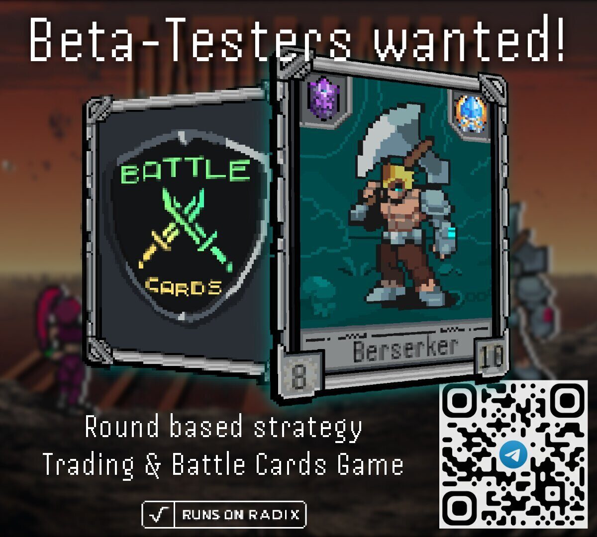 ⚔️🃏 NEW GAME ON RADIX 🃏⚔️
Join the BETA group and be among the first to beta test  BATTLE CARDS ONLINE

👉Sign up and test the game
👉Collect 1 of 100 "Community OG" Badges
👉Collect 1 of 50 "Beta OG" Badges
👉Earn rewards

t.me/battlecardsonl…
battlecards.online