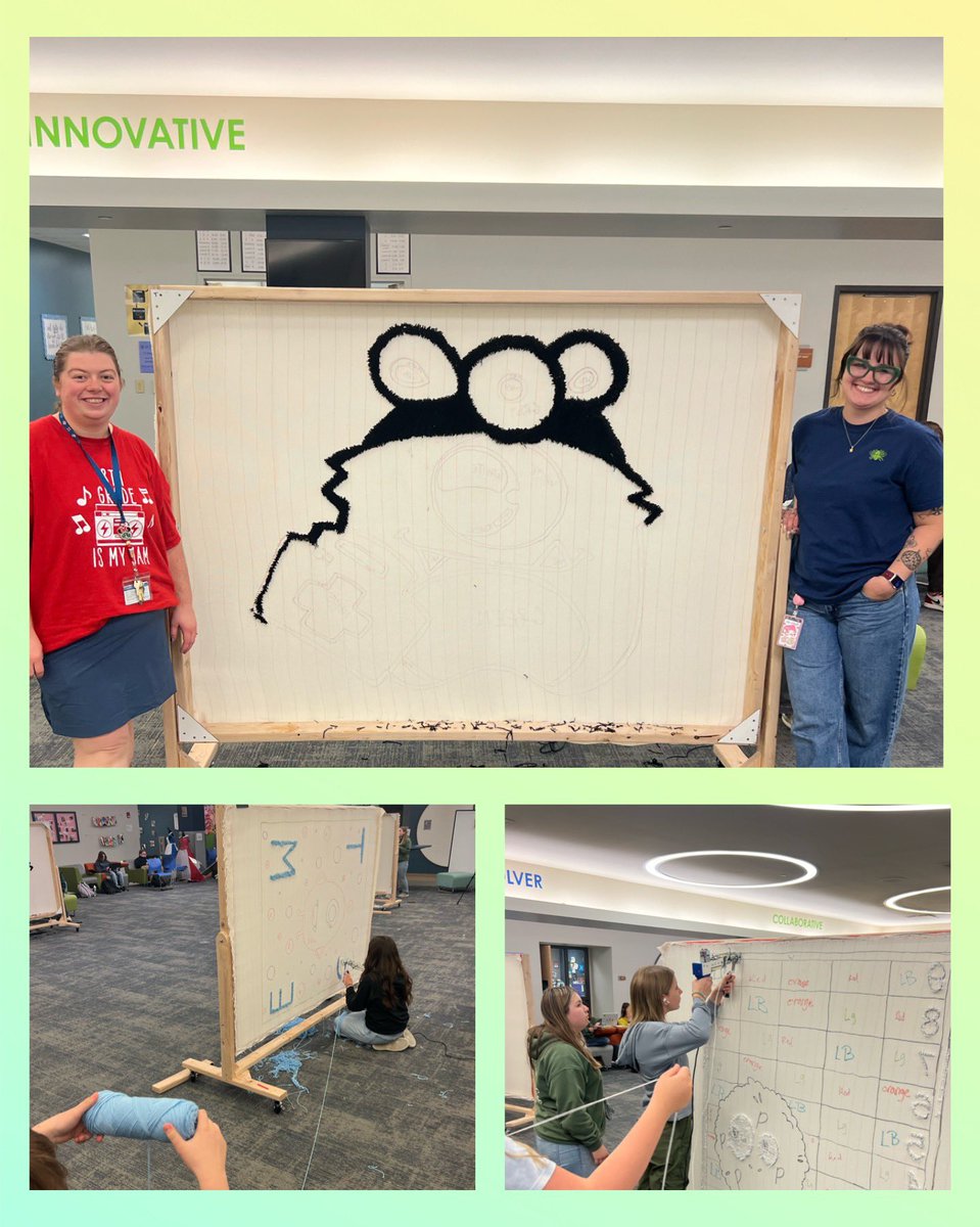 RachelH72776269's tweet image. #ourbmsa 8th graders in the final steps of their art &amp; IT integration, using design process &amp; research software &amp; hardware to create graphic images &amp; are now rug tufting for #akronkids. Students did a brand analysis to design the graphics &amp; best meet the clients needs.