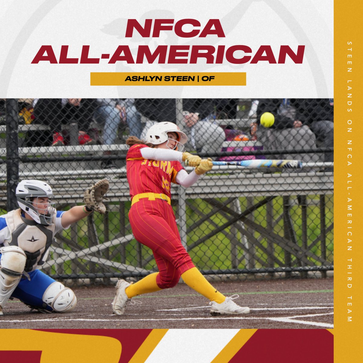 Ashlyn Steen ➡️ All-American 🤩

Sophomore outfielder Ashlyn Steen has been named to the <a href="/NFCAorg/">National Fastpitch Coaches Association</a> All-America Third Team! She becomes <a href="/SCStormSoftball/">Simpson Softball ⚡️</a>'s first All-American since 2008. 

📰 tinyurl.com/4nxvb46w

#rollriversSB #d3softball