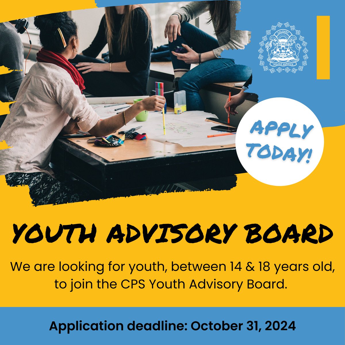 🍎 Interested in helping the CPS connect directly with youth in our city?

We are looking for youth (aged 14-18) to join the Youth Advisory Board. We believe that involving youth in shaping community policies is essential for a safer &amp; inclusive city.

🌐 calgary.ca/cps/community-…