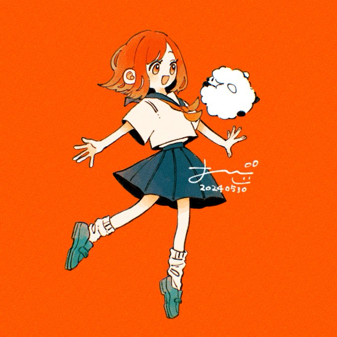 「orange background skirt」 illustration images(Latest)