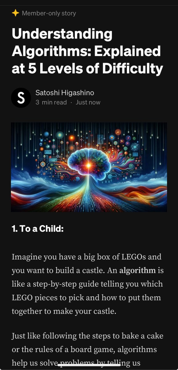 satoshihgsn's tweet image. I just published Understanding Algorithms: Explained at 5 Levels of Difficulty
#AlgorithmInsights #TechTrends #CodingCommunity
link.medium.com/umSmuNRs0Jb