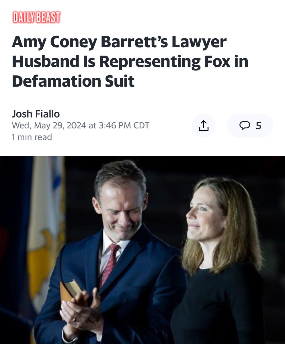 Are all those MAGA crying about Judge Merchan’s daughter going to care about Mr. Amy Coney Barrett working for Fox News or nah? 🙄