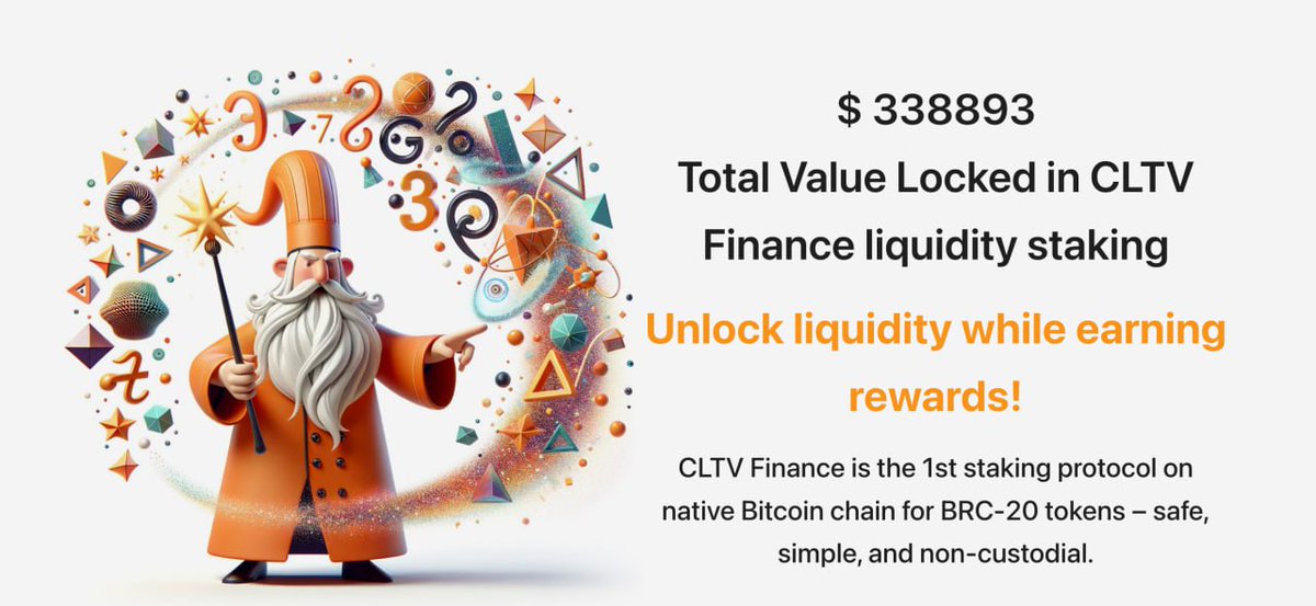 We have more than 10% of the tvl of $oshi and $fcdp locked on the $CLTV protocol in less than 8 hours. We would like to thank unisat, without whom none of this would have been possible.