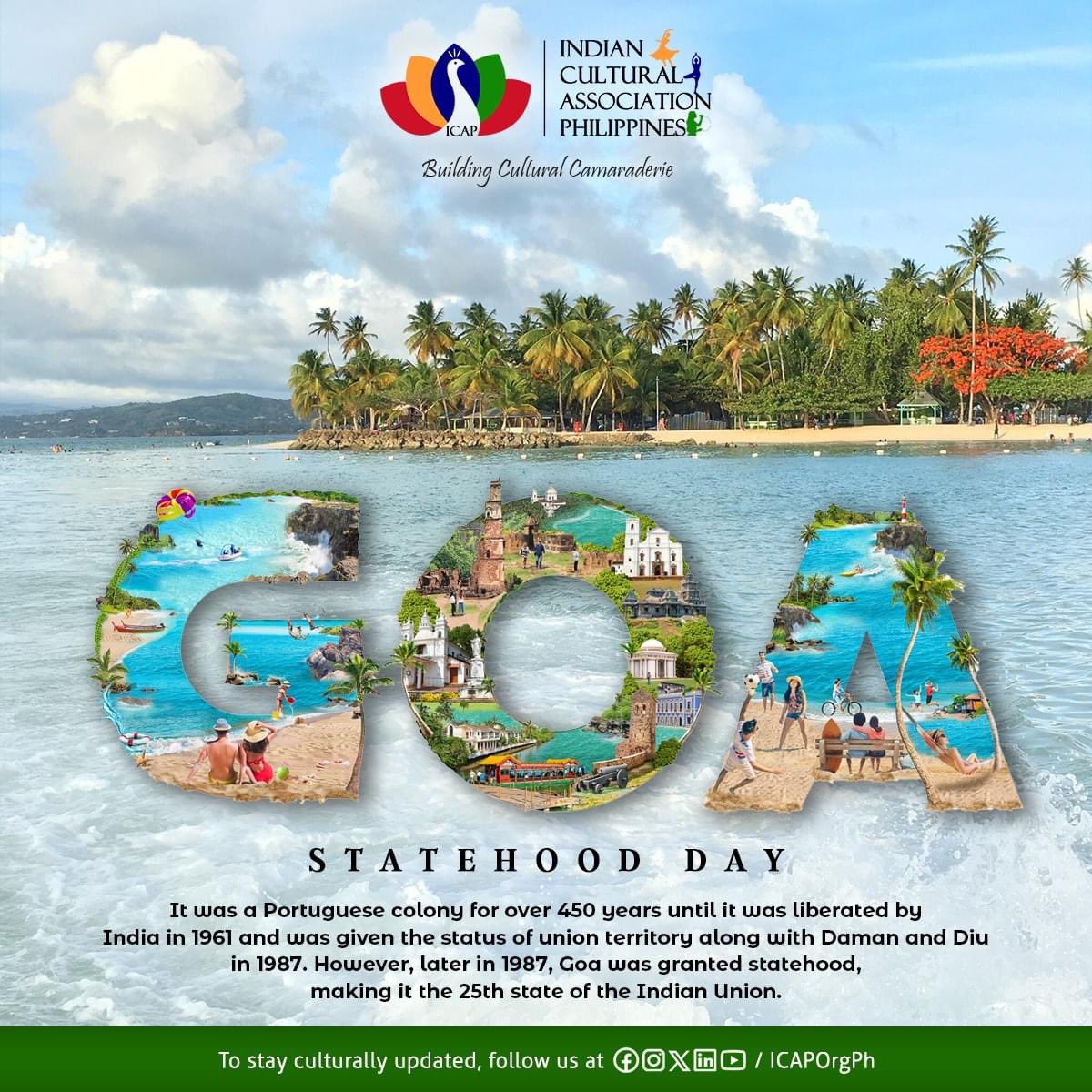 icaporgph's tweet photo. ICAP extends the heartiest greetings to the people of Goa, the Land of Sun, Sand, and Beaches on this happy occasion of its 37th Statehood Day!

Stay Tuned! 👇
https://t.co/t5wjgbVHkf https://t.co/YrpYFPDxUa