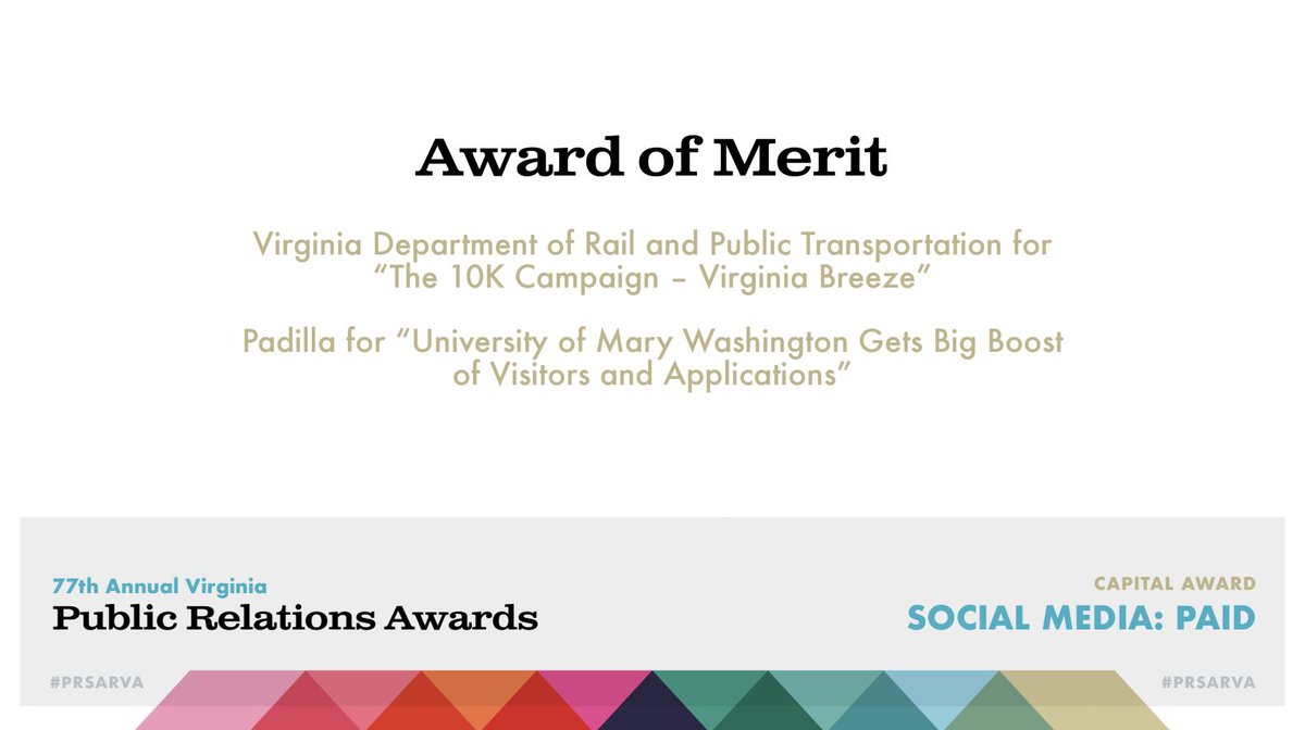 Congratulations to our Capital Award: Social Media (Paid) Award of Merit winners!

CC: <a href="/Padilla_Comm/">Padilla</a>