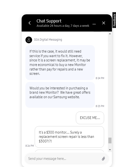 rofltanks's tweet photo. @SamsungUS @SamsungSupport  This rep can't be serious right? https://t.co/KWjvFGoLm8
