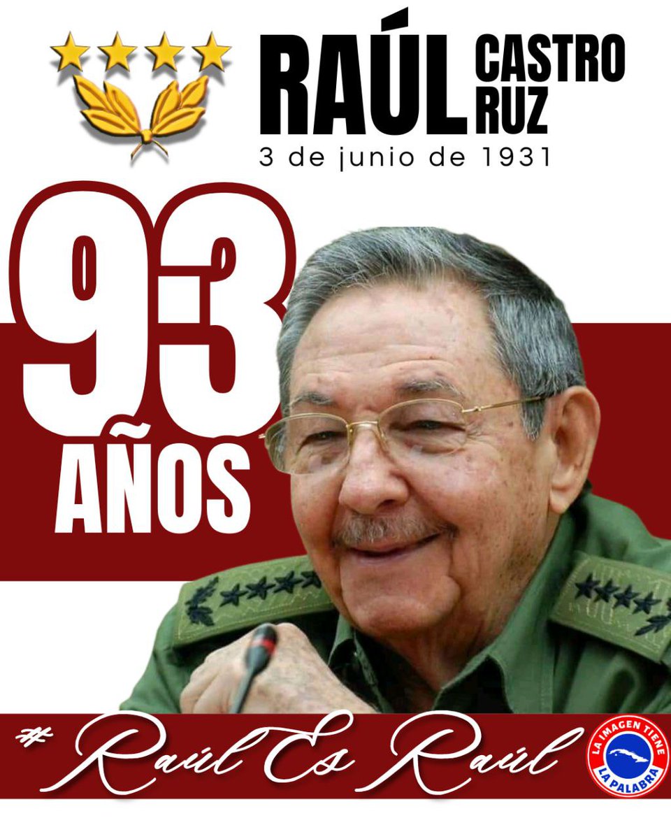 El General de Ejército Raúl Castro Ruz es ejemplo para las nuevas generaciones. 
#RaúlEsRaúl