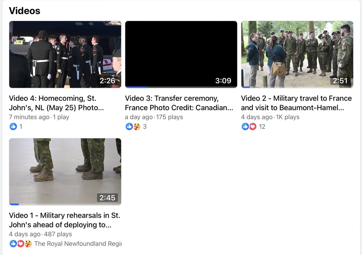 All four Combat Camera video reels from France and St. John's for the Repatriation of NL's Unknown Soldier have now been posted to our Facebook page. Pls share to help ensure everyone gets a chance to reflect and remember #LestWeForget #OPDISTINCTION #NLMemorial100 #RNFLDRFamily